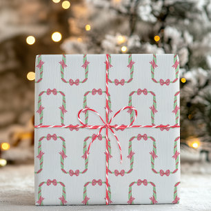 Watercolor Red Polka Dot Bow Christmas Wrapping Paper