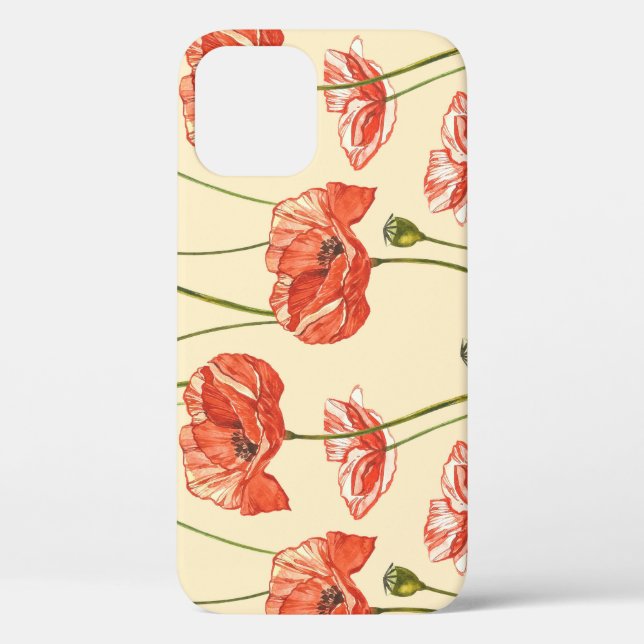 Watercolor Red Poppies Pattern. Case-Mate iPhone Case (Back)