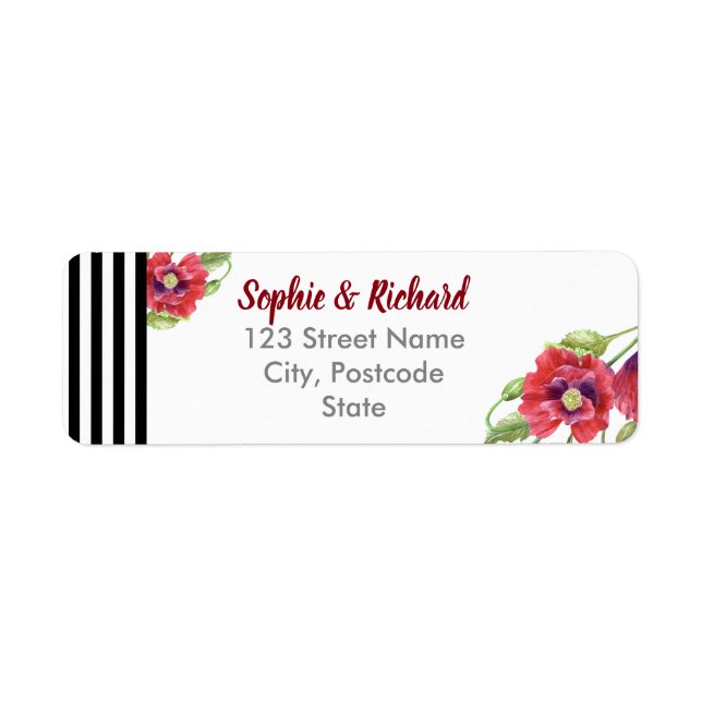 Watercolor Red Poppies Wild Floral Wedding (Front)