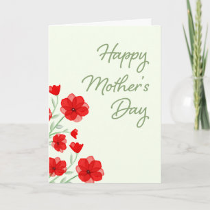 Watercolor Red Poppy Floral Happy Mother's Day Card