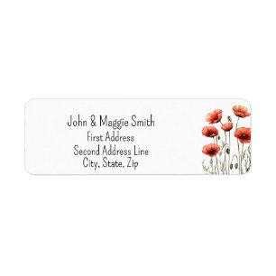 Watercolor Red Poppy Garden Flower Art