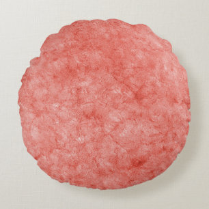 Watercolor Red & Rose Gold Decorative Round Pillow