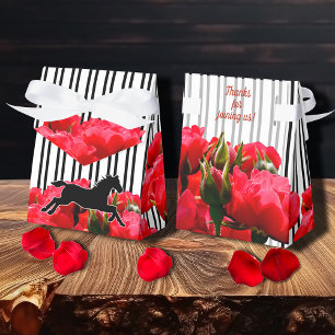 Watercolor Red Roses Derby Horse Stripes Tent Favor Box
