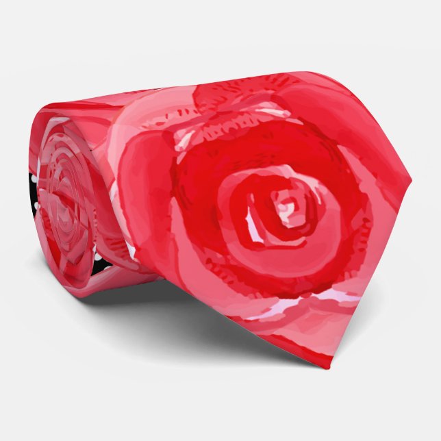 Watercolor Red Roses Floral Derby Tie (Rolled)