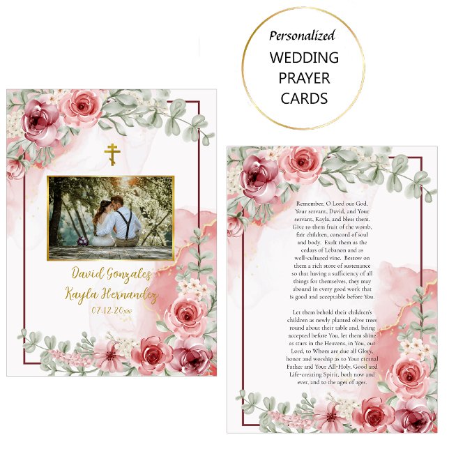 Watercolor Red Roses Orthodox Wedding Prayer Card (Creator Uploaded)