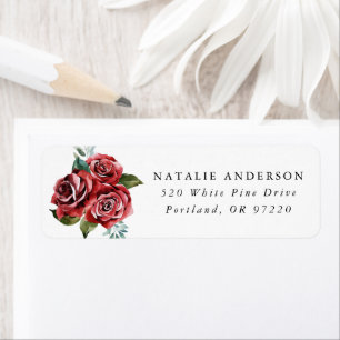 Watercolor Red Roses Return Address