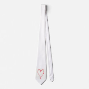 Watercolor Red Scratchy Heart Silk Tie