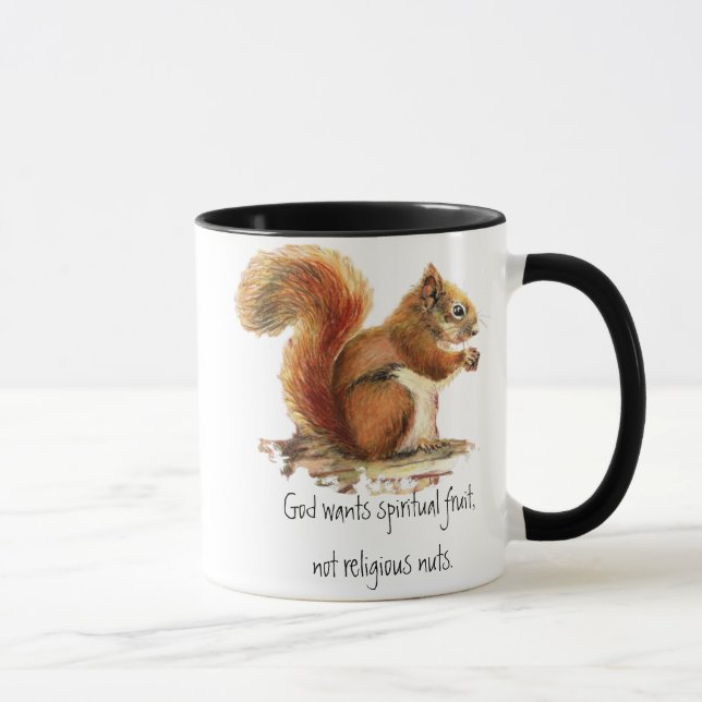 Watercolor Red Squirrel, Funny Quote Mug (Right)