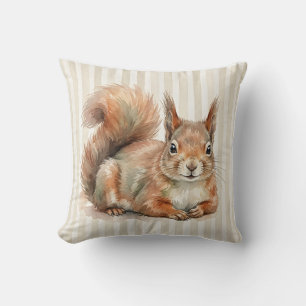 Watercolor Red Squirrel Wildlife Pillow