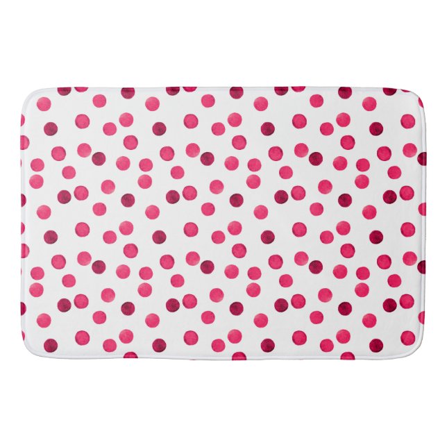 Watercolor  red watercolor polka dot pattern bath mat (Front)