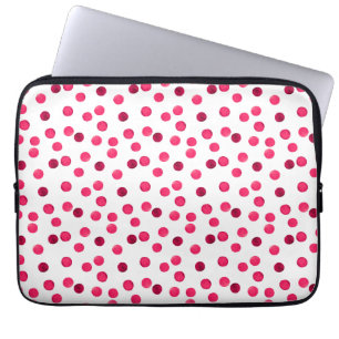 Watercolor red watercolor polka dot pattern laptop sleeve