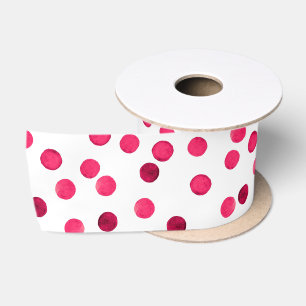 Watercolor red watercolor polka dot pattern satin ribbon