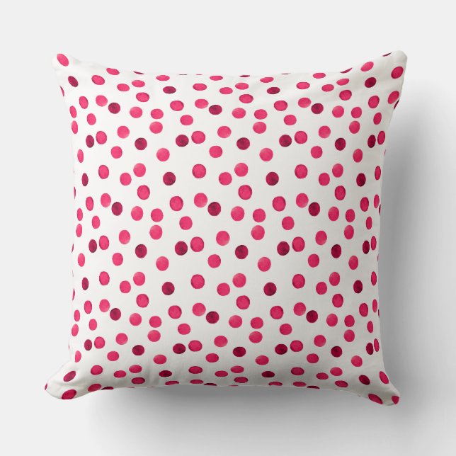 Watercolor  red watercolor polka dot pattern throw pillow (Front)