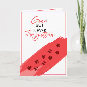 Watercolor Red & White Paw Print Pet Loss Sympathy Card