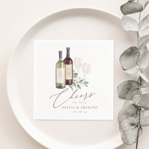 Watercolor Red & White Wine Cheers to Love Napkin