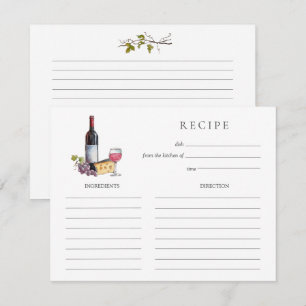 Watercolor Red wine and cheese Bridal Shower Card