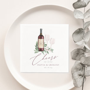 Watercolor Red Wine Botanical Cheers to Love Napkin
