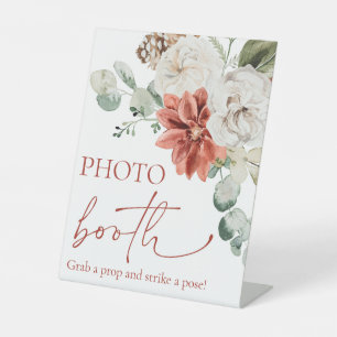 Watercolor Red Winter Christmas Photo Booth Sign