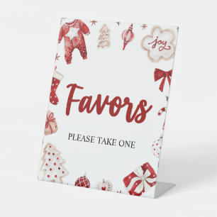 Watercolor Red Winter Cute Christmas Favours Sign