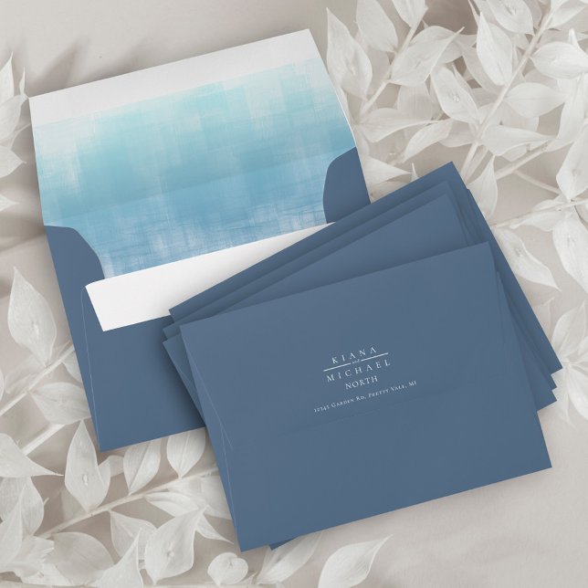 Watercolor Reflections Dusty Blue ID774 Envelope (Interior/Back In Situ)