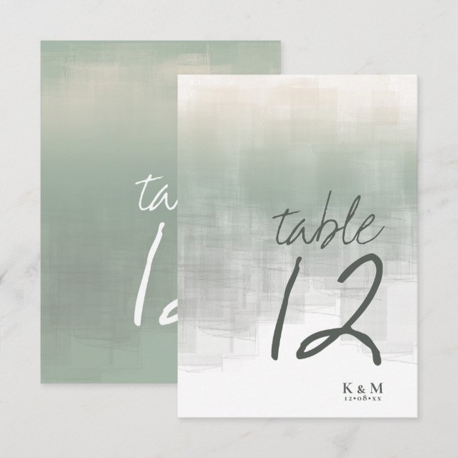 Watercolor Reflections Table Number Sage ID774 (Front/Back)