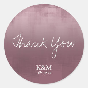 Watercolor Reflections Thank You Mauve ID774 Classic Round Sticker