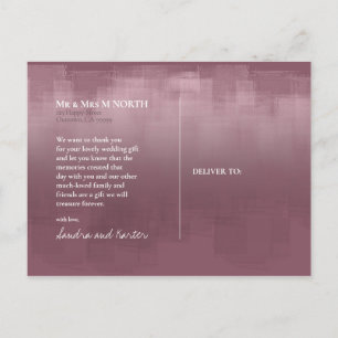 Watercolor Reflections Thank You Mauve ID774 Postcard