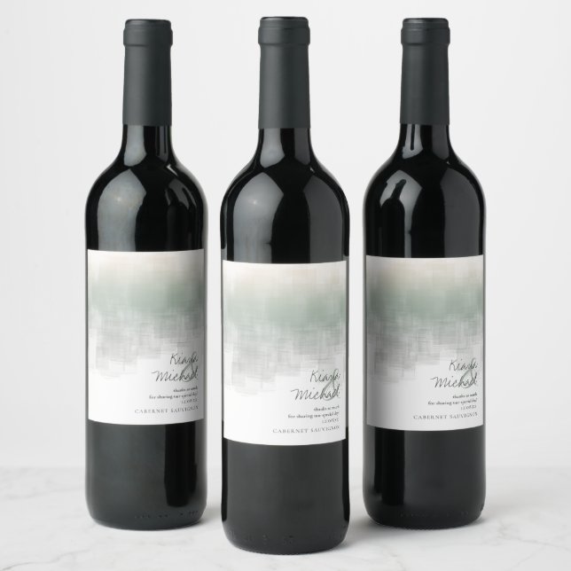 Watercolor Reflections Thank You Sage ID774 Wine Label (Bottles)