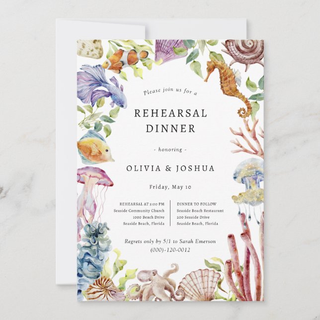 Watercolor Rehearsal Dinner Invitation (Front)