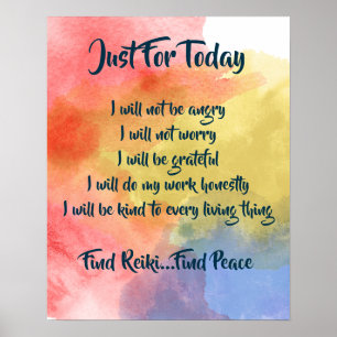 Watercolor Reiki Principles Poster