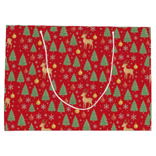 Watercolor Reindeer & Christmas Tree - Large Gift Bag