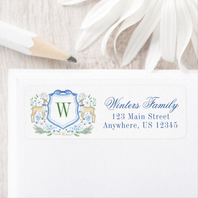 Watercolor Reindeer Monogram Crest Christmas (Insitu)