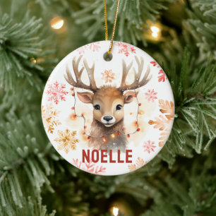 Watercolor Reindeer Personalized Ornament