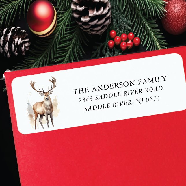 Watercolor Reindeer Return Address (Creator Uploaded)