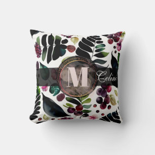 Watercolor repeatable pattern of beautiful flowers throw pillow
