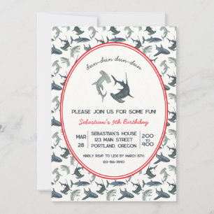 Watercolor Requin Anniversaire Fête Invitation - O
