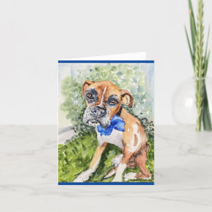 Watercolor rescue Boxer Folded Thank You Card