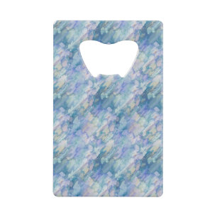 Watercolor Retro Blue Purple Raindrop Pattern Credit Card Bottle Opener