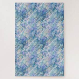 Watercolor Retro Blue Purple Raindrop Pattern Jigsaw Puzzle