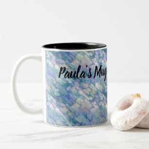 Watercolor Retro Blue Purple Raindrop Pattern Two-Tone Coffee Mug