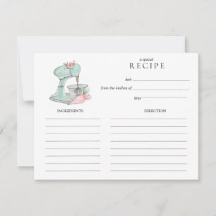 Watercolor Retro Cake mixer baking Recipe card