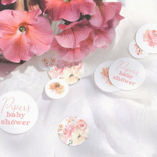 Watercolor Retro Floral Girl Baby Shower Confetti