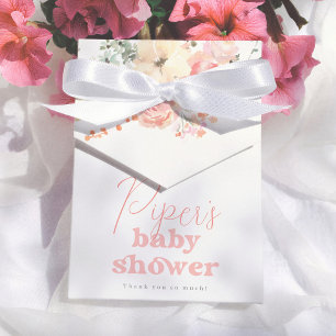 Watercolor Retro Floral Girl Baby Shower Thank You Favor Box