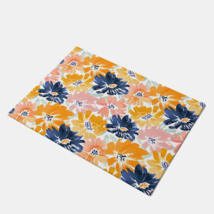 Watercolor Retro Floral Pattern Doormat