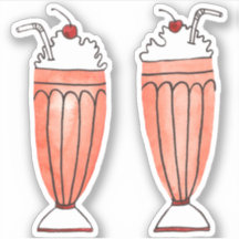 Watercolor Retro Milkshakes Drawing Stickers