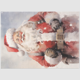 Watercolor retro Santa Claus smiling vintage Tissue Paper