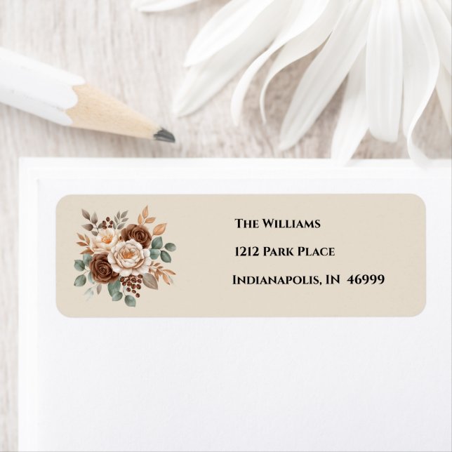 “Watercolor Return Address Label – Sage and Peach (Insitu)