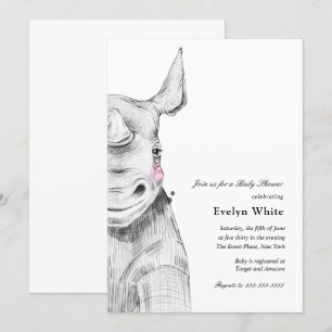 Watercolor Rhino   Baby Shower invitation