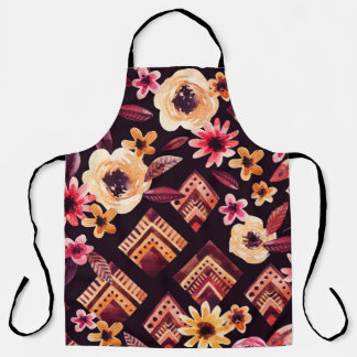 Watercolor rhombus: floral geometric pattern. apron