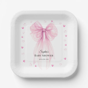 Watercolor Ribbon Coquette Party Tableware Paper Plate